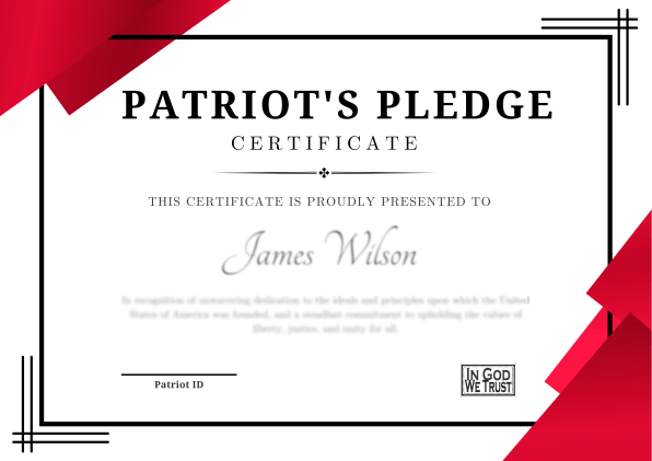 patriot pledge certificate